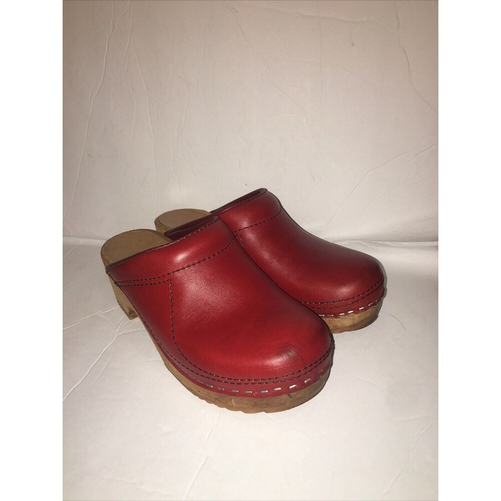Holie Swedish Womens Burgandy Clogs Size 7 ￼Wooden Soles FairyGrunge Whimsigoth